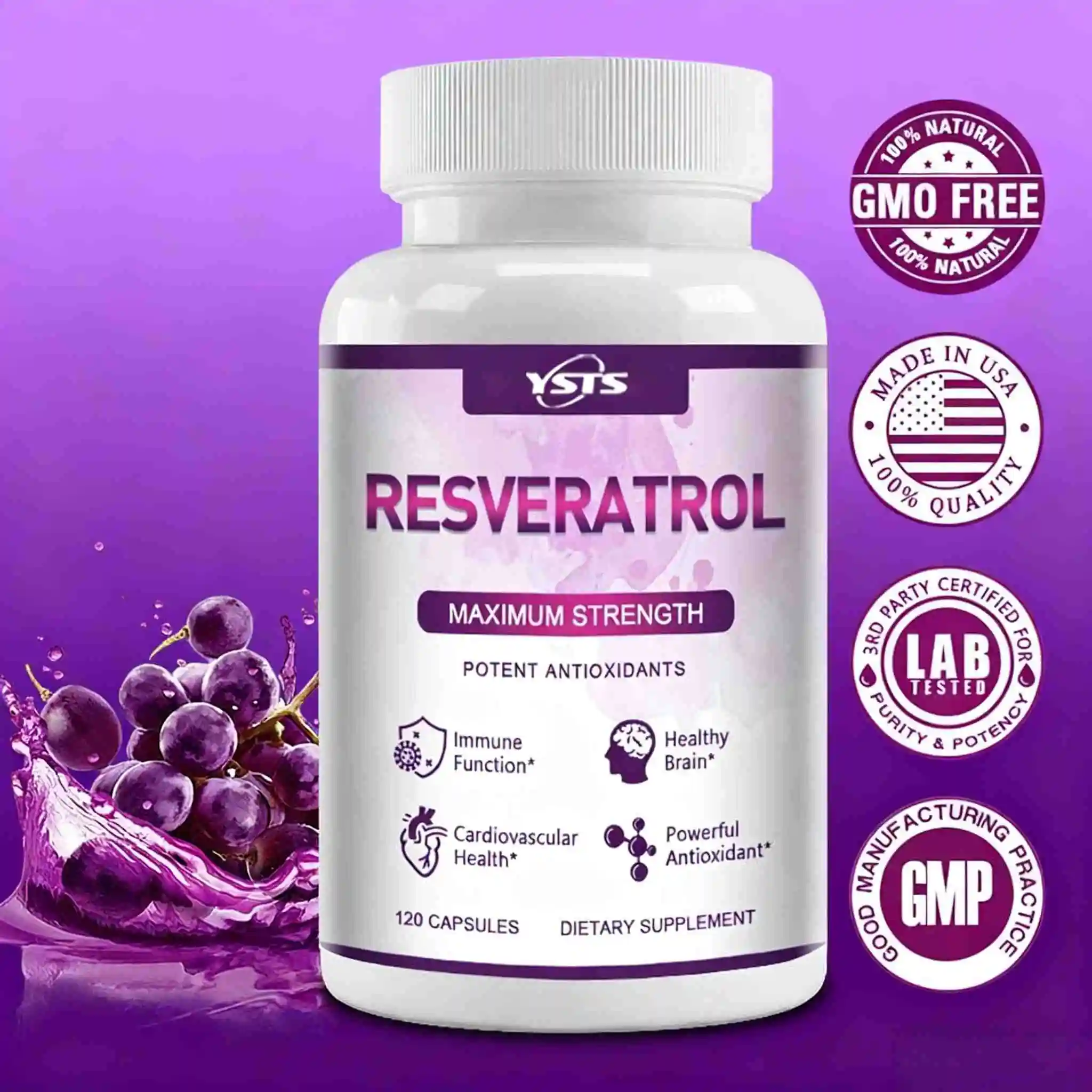 Resveratrol Capsule Anti Aging - Resveratrol Capsules - Supports Brain And