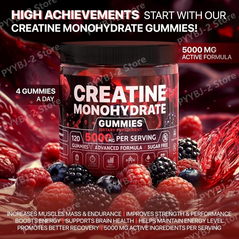Pre Workout Supplement - Creatine Monohydrate Gummies Raspberry & Blackberry