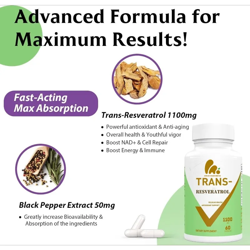 99% Resveratrol 1100mg Antioxi - Resveratrol Capsule Anti Aging review and price